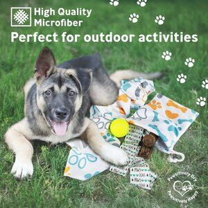 Mellow Fiber Pawsitively Dry Microfiber Dog Towel, Paw Print Design. Yellow